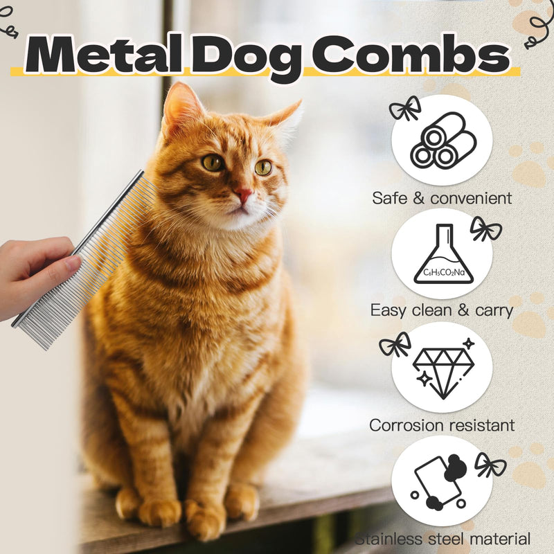 Biaungdo 2 Pcs Dog Grooming Combs Set, Metal Dog Comb for Removing Tangles and Knot, Cat Brush Grooming Tool for Long Haired Pets - PawsPlanet Australia