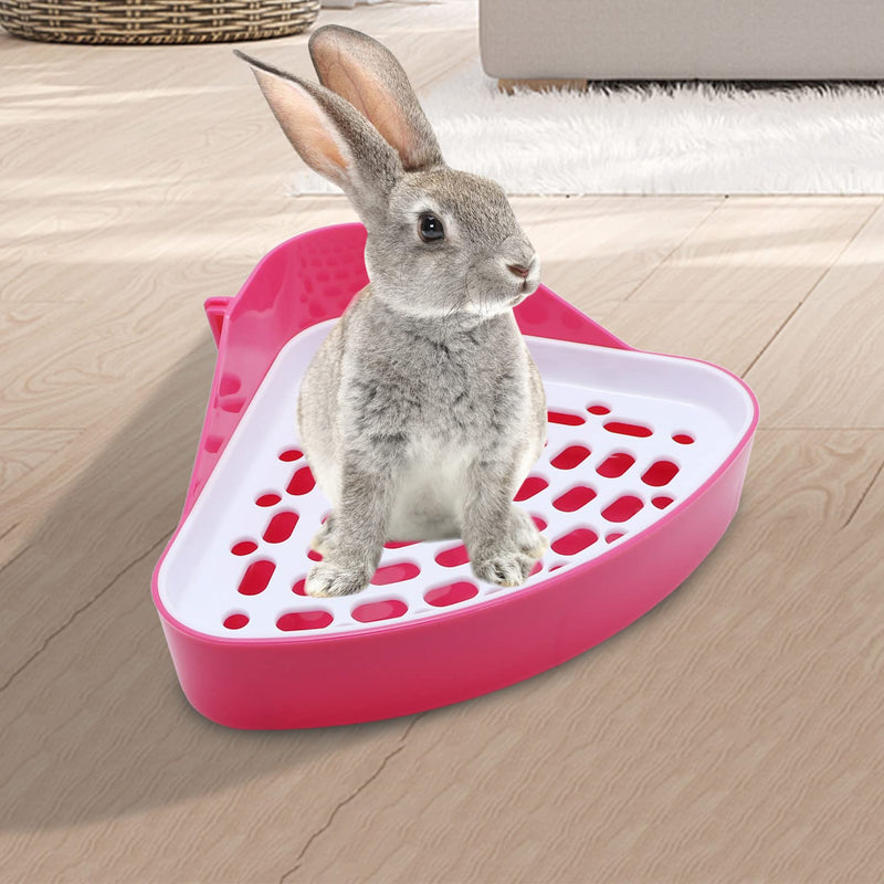 Rabbit Litter Box Toilet Bunny Corner Litter Pan Pet Toilet Potty for Guinea Pigs Hamster Chinchilla Ferret Rabbit Small Animal (Pink) Pink