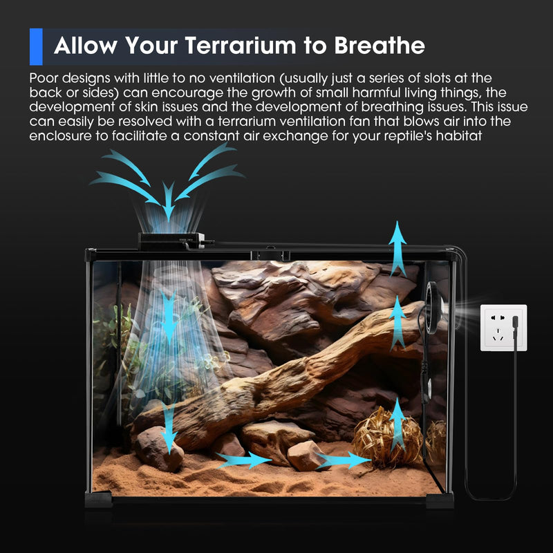 Reptile Terrarium Thermometer Hygrometer with Terrarium Ventilation Fan for Pet Rearing Box Reptile Tank LED Digital Reptile Thermometer and Humidity Gauge for Snake Bearded Dragon Gecko Frog - PawsPlanet Australia