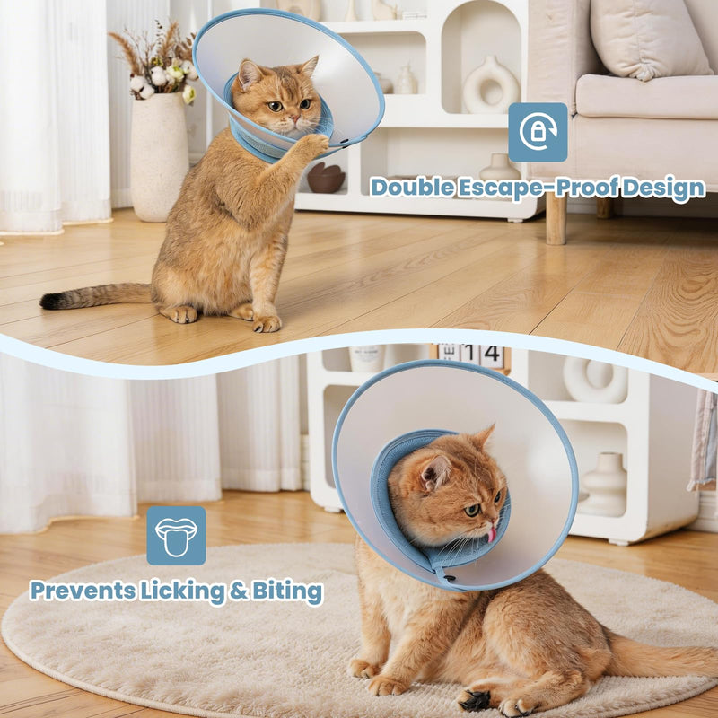 Avont Cat Recovery Suit Post-Surgery Onesie Bundle with Adjustable Cat Cone Collar - S