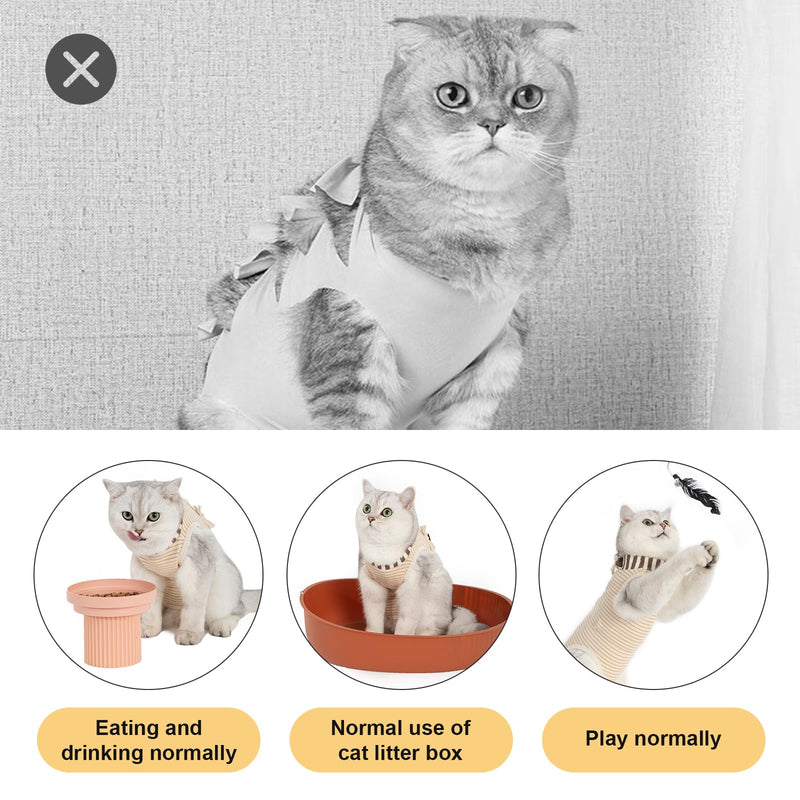 H HIDREAM Cat Clothes for Cats Only Female, Onesie for Women Spaying, Weaning, Skin Disease, Adjustable Cat Surgical Recovery Suit Gown Brown M Medium