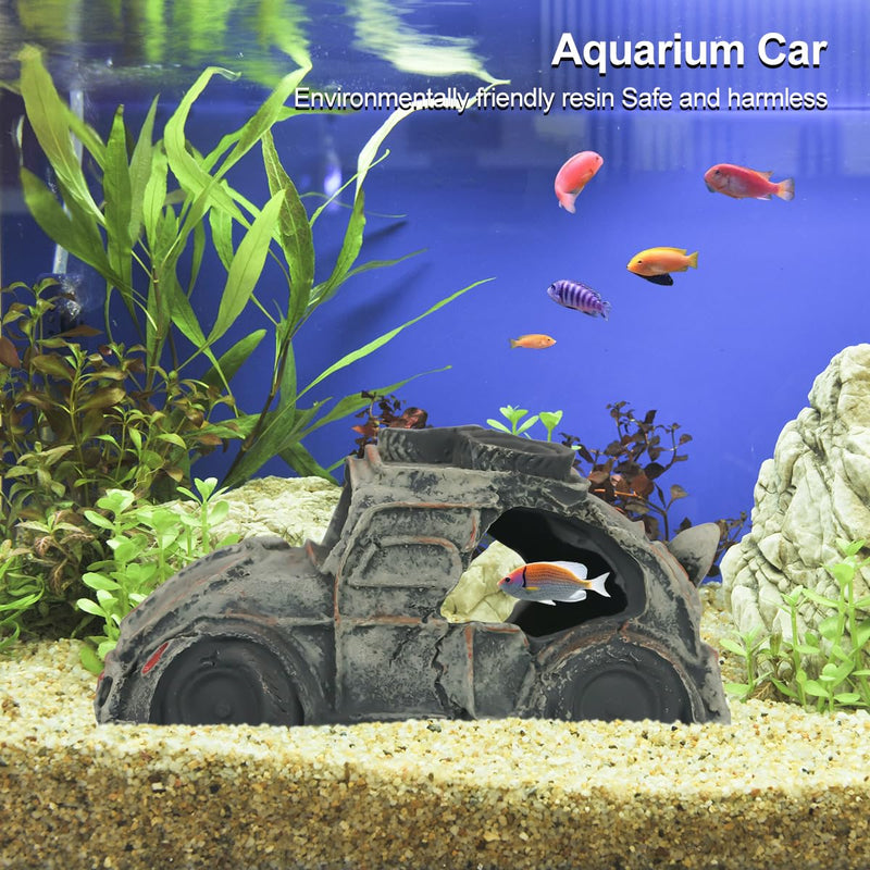 New model car aquarium with aquatic plant landscaping decorations and aquarium ornament decorations fish tank landscaping (Resin car) - PawsPlanet Australia