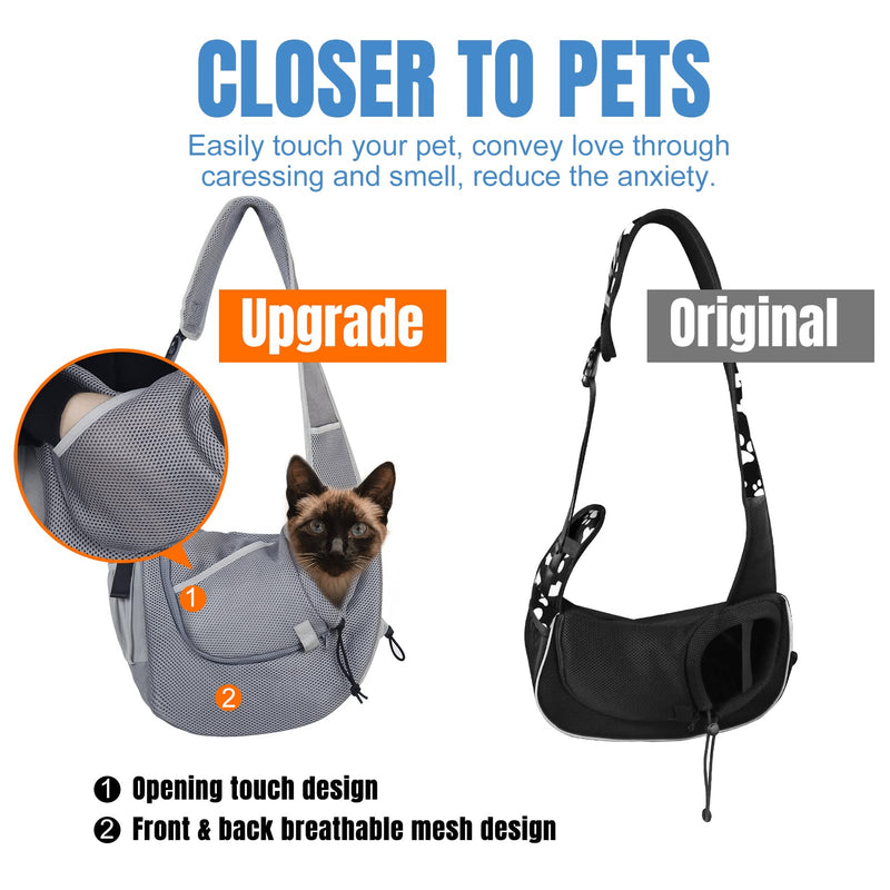 Gloppie Dog Carriers for Small Dogs Puppy Sling Carrier Cat Carry Bag Pet Hands Free Breathable Mesh Adjustable Shoulder Strap Tote Bag Medium Up to 10 lbs, Grey