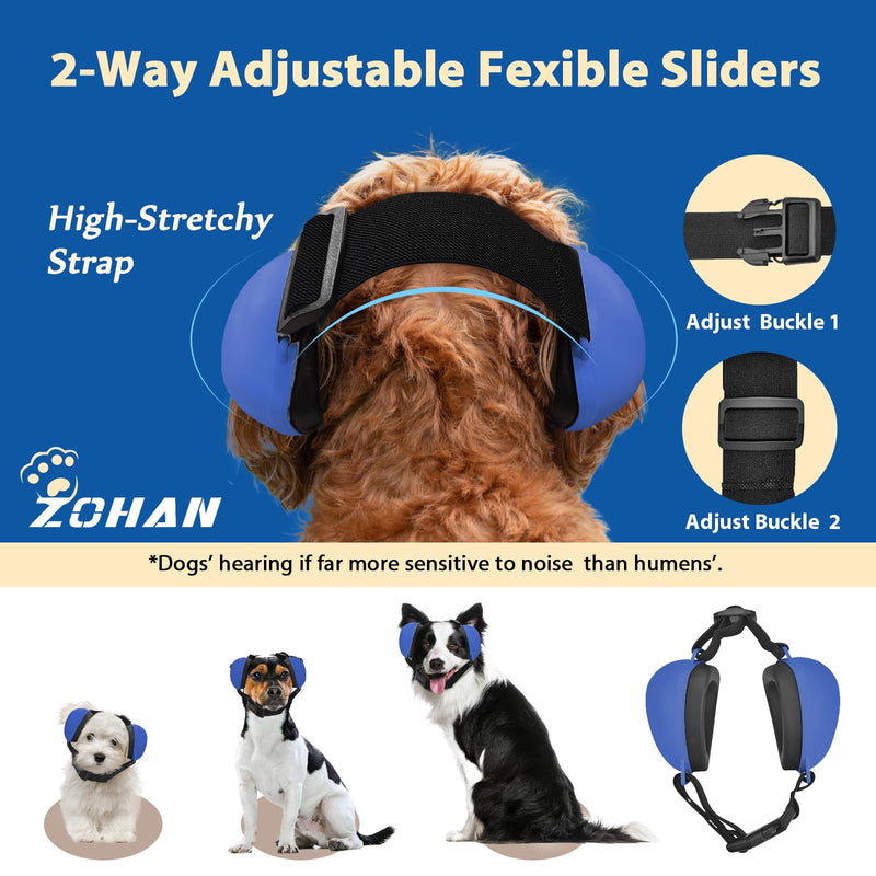 ZOHAN Dog Ear Muffs for Noise Protection, Comfort Dog Noise Cancelling Ear Muffs with Fast Snap Lock for Fireworks, Thunder, Vacuums Blue-m - PawsPlanet Australia