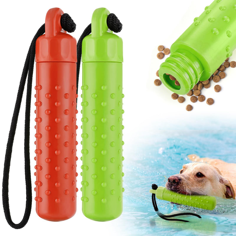 MEWTOGO Floating Dog Pool Toys - Interactive Fetching Dog Water Toys for Hiding Food, Lightweight TPR Bumper Toys with Rope for Summer Dogs Outdoor Training Playing, 2Pcs