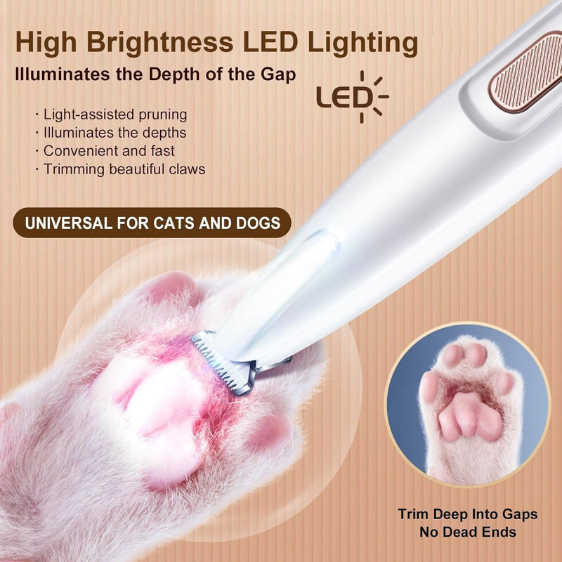 Saffory Paw Trimmer,Saffory Dog Trimmer,Electric Dog Trimmer,Rechargeable Low Noise Pet Trimmer Hair Clipper with LED Light,Saffory Dog Paw Trimmer Waterproof for Dogs Cats Hair Trimming(1 Set) 1pc - PawsPlanet Australia
