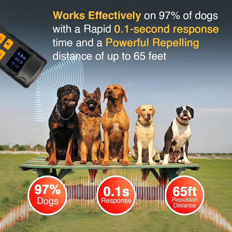 Superious Dog Bark Deterrent Device 4-in-1 Ultrasonic Anti Barking Control, 3X Ultrasonic Power, 6 Training Modes, 60FT Range, Indoor Outdoor, Rechargeable, IPX6 Waterproof, Compact with Flashlight