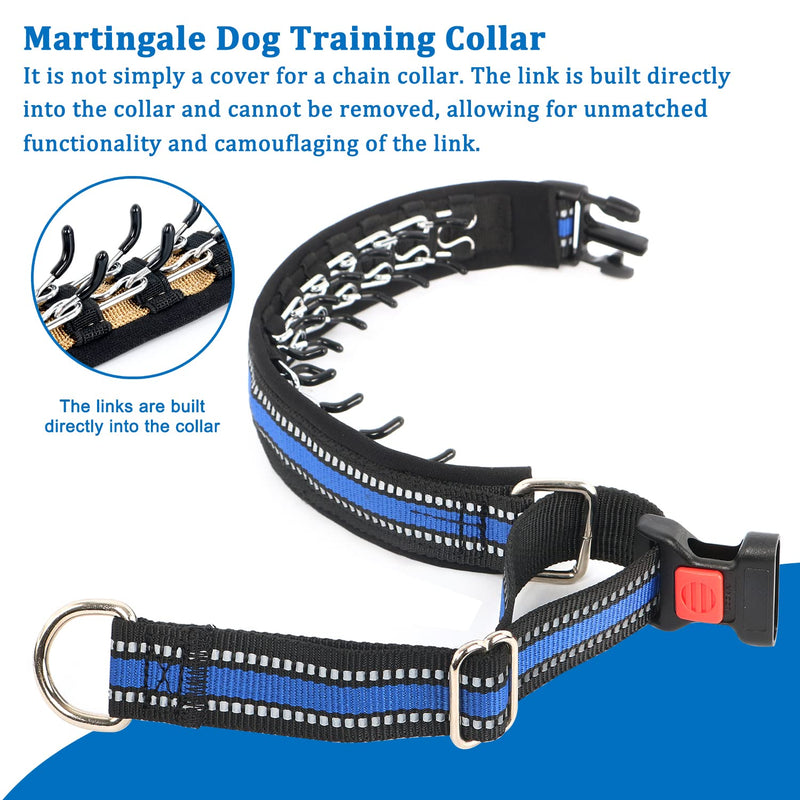 Mayerzon Martingale Collar for Dogs, Patented No Pull Dog Collar with Reflective Strip for Small Medium Large Dogs, Anti Pulling Dog Collar with Buckle for Walking Training, Safe for Night Walk Medium,2.5mm,20-Inch,14.5-18.5"Neck Blue(Reflective) - PawsPlanet Australia