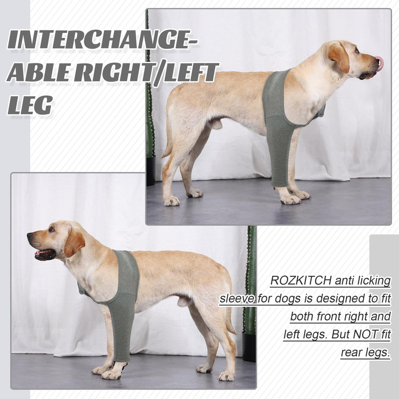 ROZKITCH Dog Surgery Recovery Sleeve Front Right Left Leg, Pet Prevent Licking Wound Elbow Brace Protector, Dog Recovery Suit Cone Collar Alternative for Sprain ACL CCL Arthritis Joint Care Grey L L(Chest Girth:21.2"-26.7")