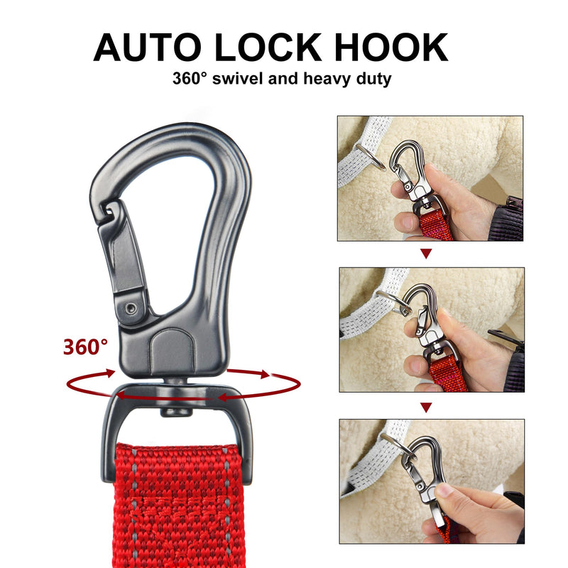 PetiFine 4FT Heavy Duty Dog Leash with Soft Padded Double Handle, Durable Strong Clasp Dog Leashes, Reflective Nylon Walking Lead for Large,Medium,Small Breed Dogs, Red 4 FT x 1 in Wide - PawsPlanet Australia