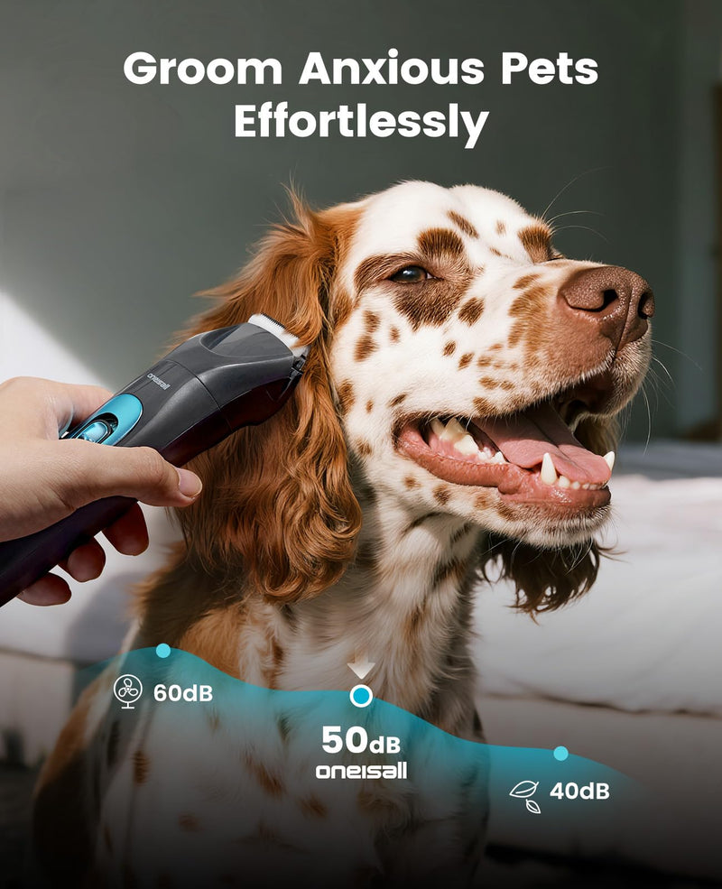 oneisall Dog Grooming Clippers & Paw Trimmer Kit 2-in-1,Pet Shaver with LED Light, Quiet Design for Dogs Cats,Cordless Dog Clippers for Full-Body Grooming and Safe Paw Care Blue 2-in-1