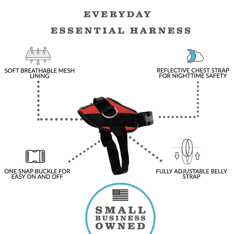 ShawnCo Essential Dog Harness, No-Pull Pet Vest with 3 Leash Clips, No Choke, Reflective, Adjustable and Padded, for Easy Walking and Training for Small, Medium and Large Dogs (Mustang Red, L) Mustang Red - PawsPlanet Australia