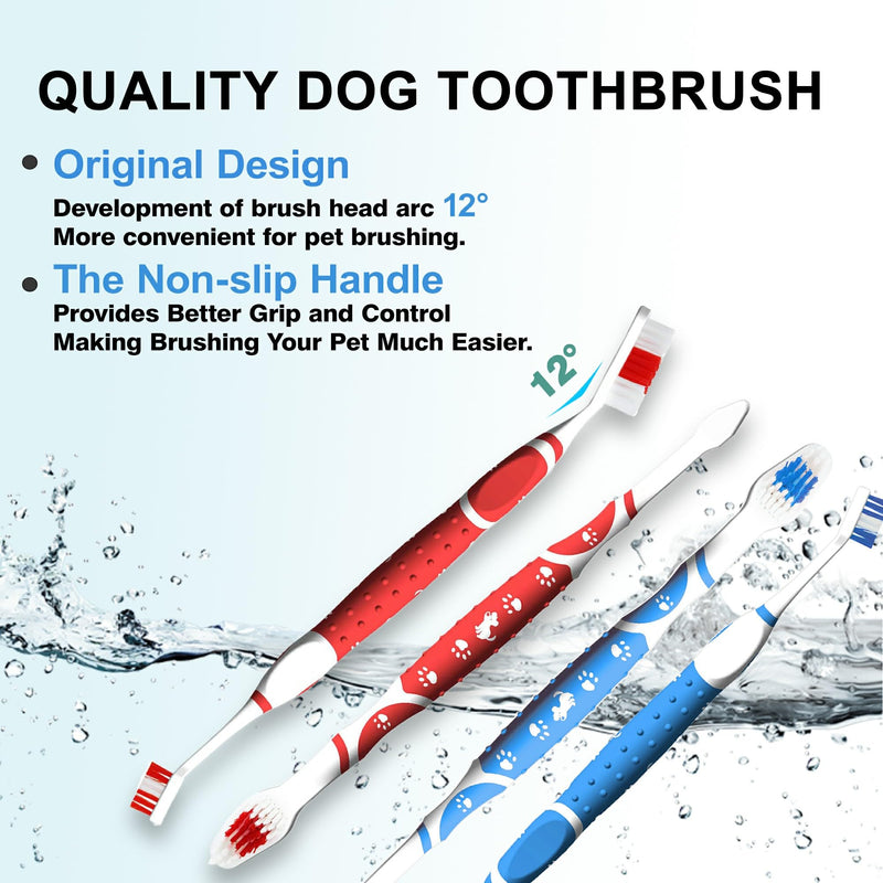 Leoezx™ Professional Pet Toothbrush(4Pcs), Dog & Cat Soft Bristle Double-Sided Brush Head Set, Pet Brushing Teeth to Clean Teeth to Reduce Tartar Buildup, Pet Dental Care Essentials - PawsPlanet Australia