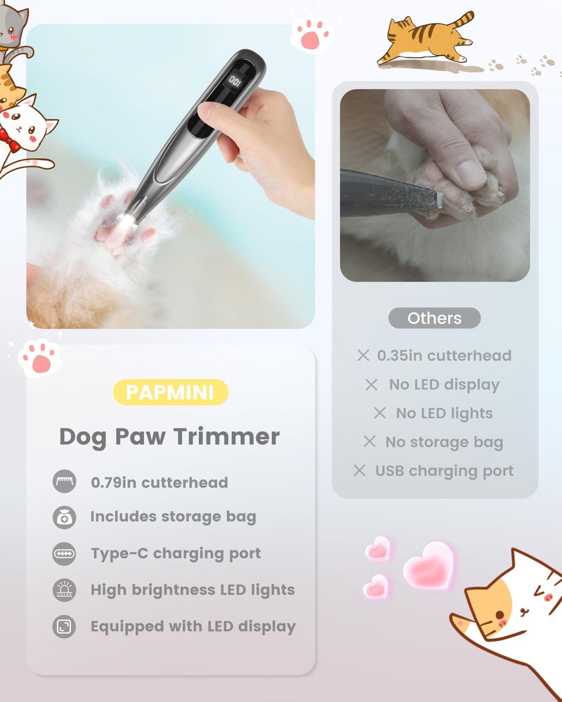 Cat Clippers with LED Display Light Sliver - PawsPlanet Australia