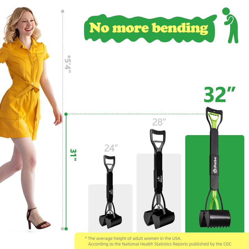 32" Pooper Scooper for Large Dogs Long Handle Dog Poop Scooper for Yard Gravel Dirt Grass No Bending Foldable Dogs Poop Picker Upper 1-Pack - PawsPlanet Australia