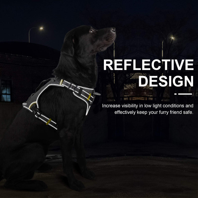 Fida Dog Harness, Multi-Functional No-Pull Pet Vest Harness with Saddle Bags Backpack, Front Leash Clip, Adjustable Soft Padded Reflective No-Choke Dog Vest Heavy Duty for Large Dog, L, Black Large (Neck:18"-26";Chest:27"-34") - PawsPlanet Australia