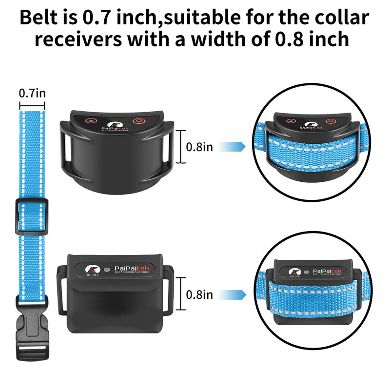 PaiPaitek Shock Collar Replacement Strap Compatible with Bousnic Delupet Garmin Patpet Dogtra Dog Care Slopehill Sportdog Brand Training Collar and Bark Collar - 2 Packs Reflective Blue