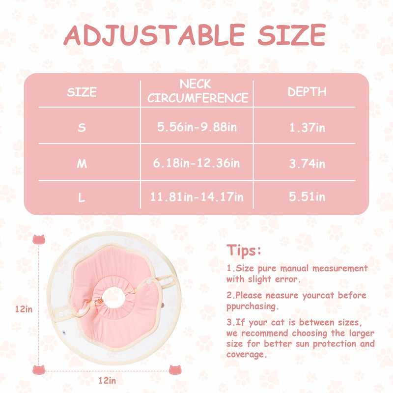 Soft Adjustable Cat Recovery Collar, Lightweight Waterproof Elizabethan Cone for Cats – Comfortable Protective Collar to Prevent Licking After Surgery, Grooming & Skin Care (Pink, L) Pink