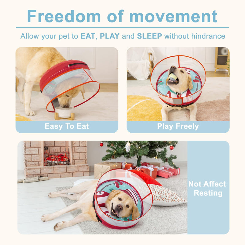 Dog Cone Inflatable Donut to Stop Licking After Surgery, Soft Dog Cone Collar with Anti-Licking Guard Shield, Protective Pillow Cone for Large Medium Small Dogs (Snowman, Large) Snowman - PawsPlanet Australia