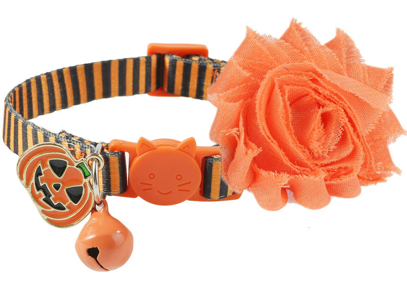 Fall Cat Collar with Bell and Pumpkin Charm