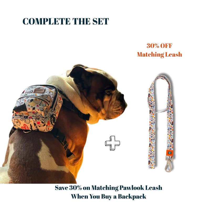 PawLook Dog Backpack to Wear with Chest Harness Self Carrier dogbag with Additional Pocket for Poop Bag Anti Slip Stylish Dog Bag for Your pet Street Smart Serie White Bone Small WHITEBONE S - PawsPlanet Australia