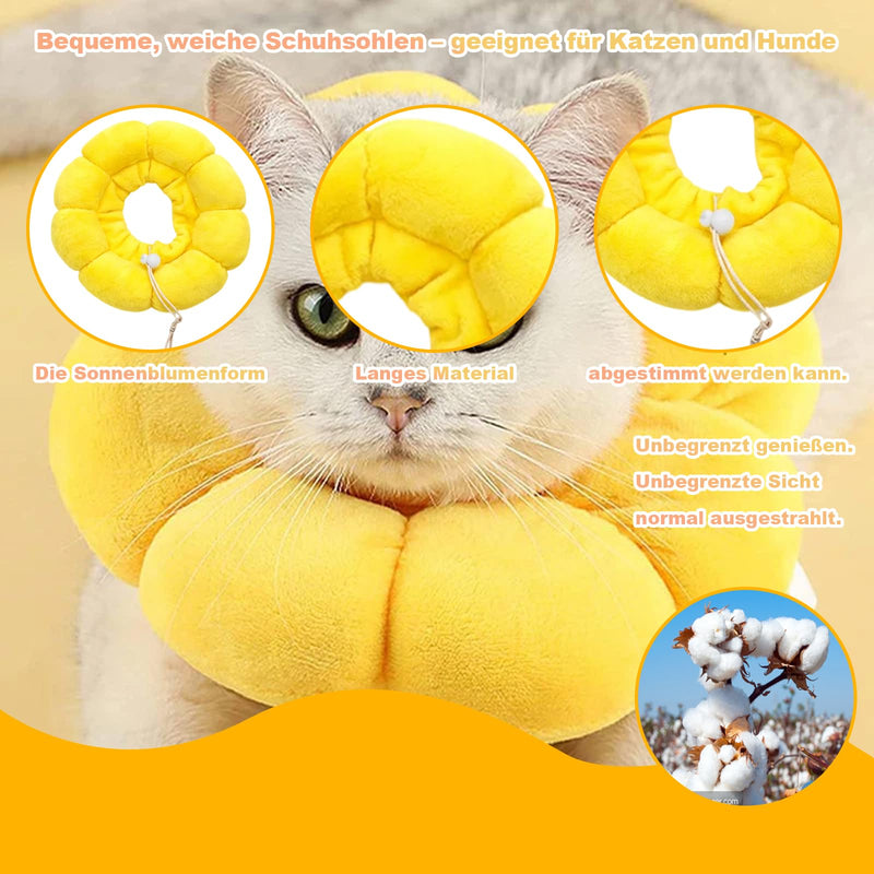 Cat Collar, Pack of 2 Sunflower and Toast Collar, Soft and Comfortable Collar for Cats and Small Dogs, Ideal After Surgery and for Photos
