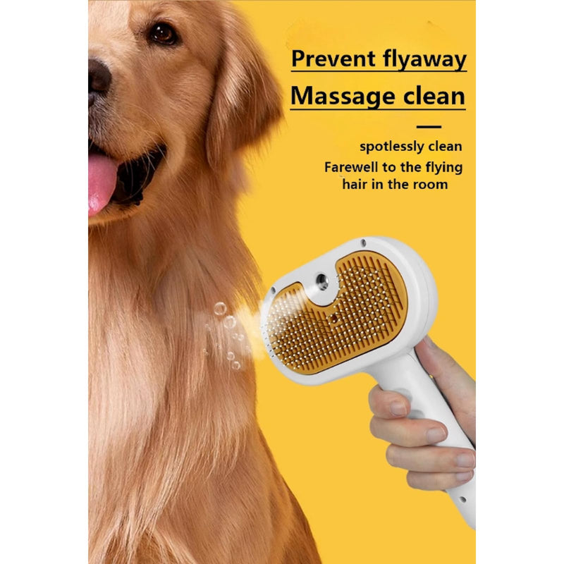 Cat Brush for Shedding Rechargeable Cat Steam Brushes for Indoor Cats Self-Cleaning Pet Grooming Tool for Long and Short Hair Steamy Dog Comb Cat Deshedding Hair Brush, Yellow - PawsPlanet Australia