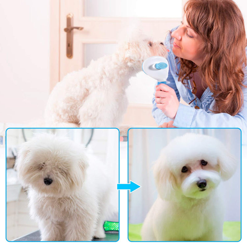 Alihoo Cat Brush Undercoat Dog Brush Soft Brush for Long Hair Universal Care Brush Automatic Cleaning Pet Brush Comb (Blue) - PawsPlanet Australia