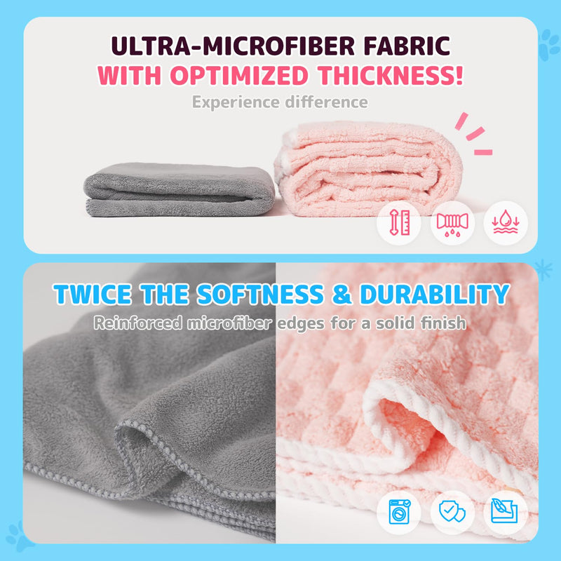 Microfiber Dog Towel Set for Drying Dogs – Absorbent, Quick-Dry, and Soft Towels for Bathing and Grooming Dogs and Cats, Including 2 Different Sized Towels – Cloud Pet Towels Yellow - PawsPlanet Australia