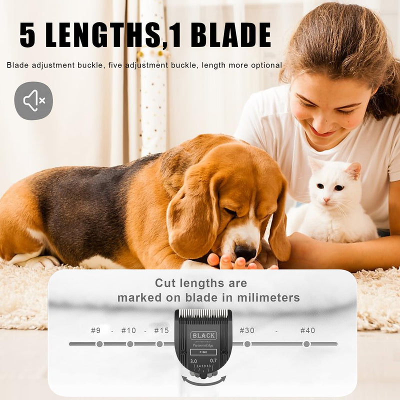 Adjustable 5 in 1 Blades Dog Grooming Blades Compatible with Wahl Animal Clipper Arco, Bravura, Chromado, Creativa, Figura, and Motion Pet, Dog, and Horse (BLACK/2PC) (Black-2) Black-2 - PawsPlanet Australia
