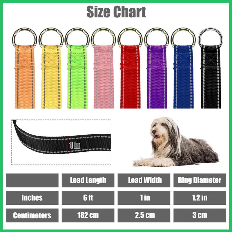 HOMIMP Reflective Slip Lead - 8 Pack 6 Ft No Pull Dog Leash for Small to Large Dogs, Heavy Duty Width 1In 8 Pack REFLECTIVE - PawsPlanet Australia
