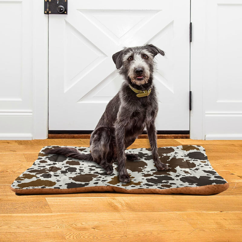 xigua Cow Print Pet Dog Bed, Soft Comfortable Pet Mat Anti-Slip Bottom Machine Washable Dog Crate Pad for Small Medium Large Dogs - PawsPlanet Australia
