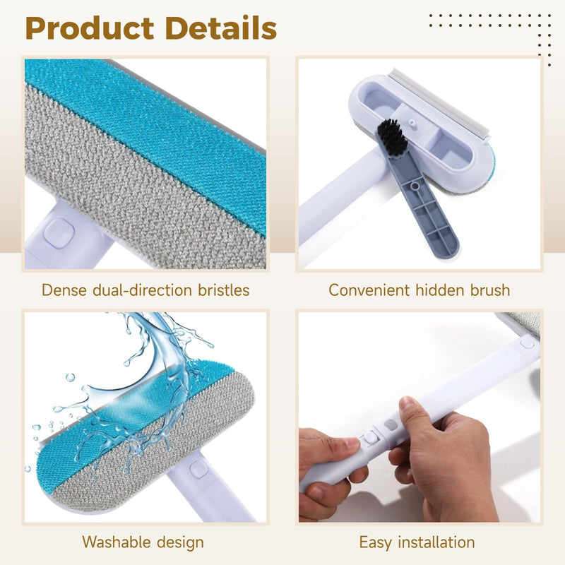 OMISTAR 2 Pcs 23.6 Inch Pet Hair Removal Tool, 4-in-1 Multifunctional Fur Cleaner with Extendable Handle, Reusable Dog Cat Hair Remover Brush for Furniture, Carpet, Couch, Bedding & Car Interiors - PawsPlanet Australia
