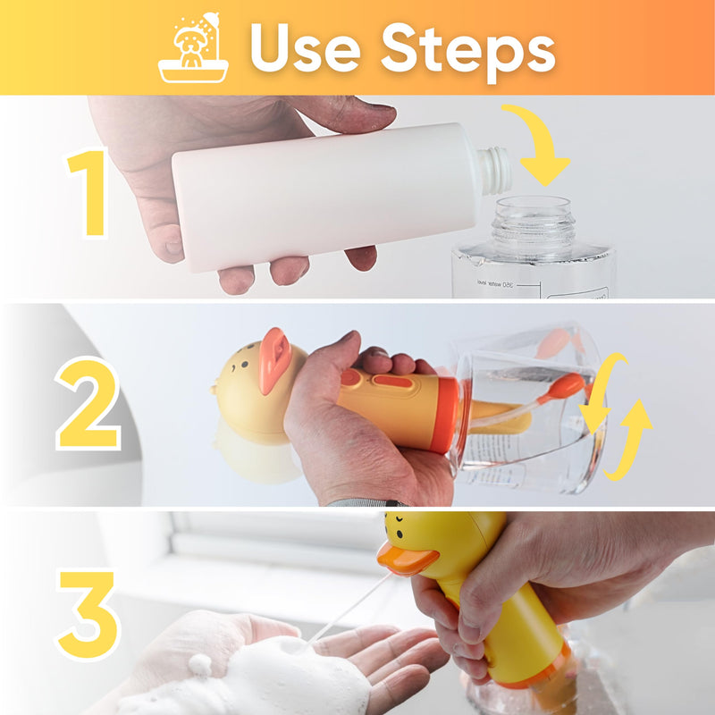 Electric Dog Shampoo Dispenser Dog Shampoo Sprayer Duck Shampoo Foamer for Pet, Foaming Soap Dispenser for Bathtub, Kitchen Sink Cleaning - PawsPlanet Australia