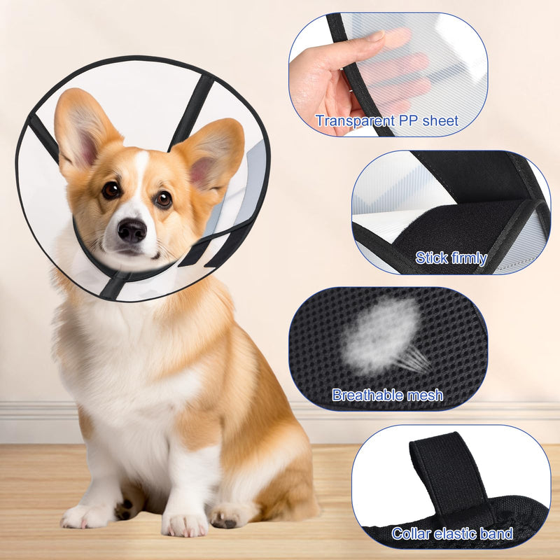Cone Collar for Dogs, Collar Dog Leak Protection, Large, Black Dog Collar, Leak Protection with Fastening, Protective Collar for Dogs After Surgery Recovery, Adjustable and Foldable