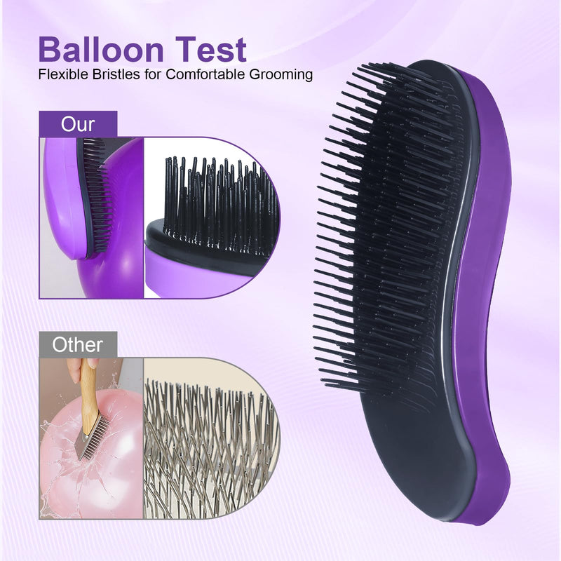 Small Dog Brush- Grooming Tool for Teddy, Yorkies, Maltese, Shih Tzu, Chihuahua - Puppy Hair Brush (Dark Purple) Dark Purple