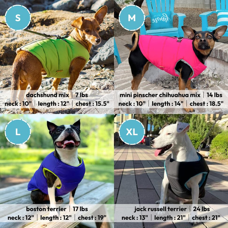 Gooby Padded Vest Dog Jacket - Solid Green, Small - Warm Zip Up Dog Vest Fleece Jacket with Dual D Ring Leash - Water Resistant Small Dog Sweater - Dog Clothes for Small Dogs and Medium Dogs Small Chest (16") Green Solid 1 - PawsPlanet Australia