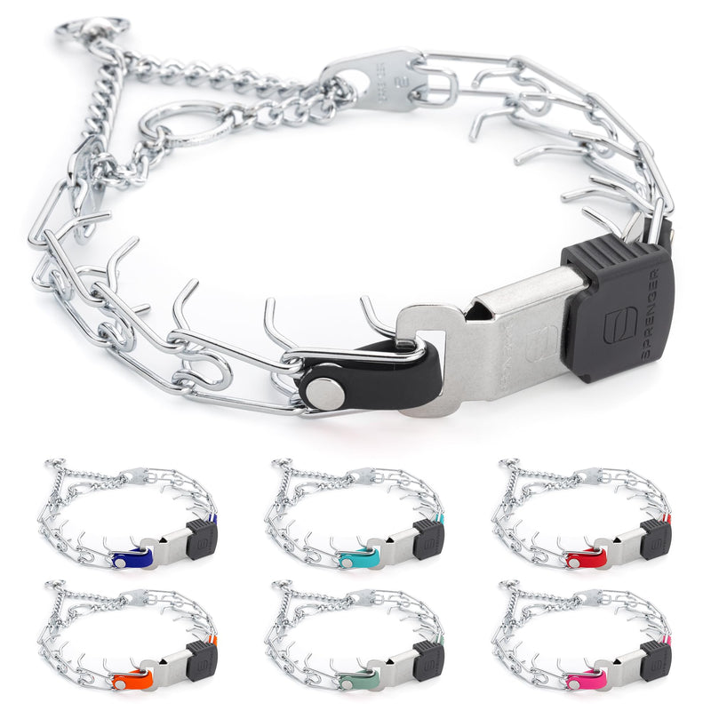 Herm Sprenger Chrome Plated Steel Dog Collar for Small Dogs with Quick Release ClicLock Buckle & Biothane Insert Prong Collar for Dogs Made in Germany (Black, 16in x 2.25mm(Neck Size up to 13-14in)) Black 16in x 2.25mm(neck size up to 13-14in) - PawsPlanet Australia