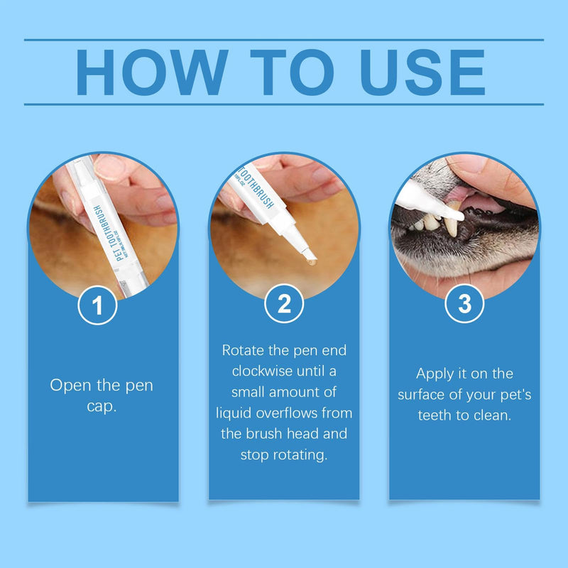 Cat Cleaning Pen, Puppy Tooth Cleaning Pen, Ergonomic Toothbrush Pen for Pets, Mouth Restoration, Whitening Gel, Pet Teeth Cleaning Pen