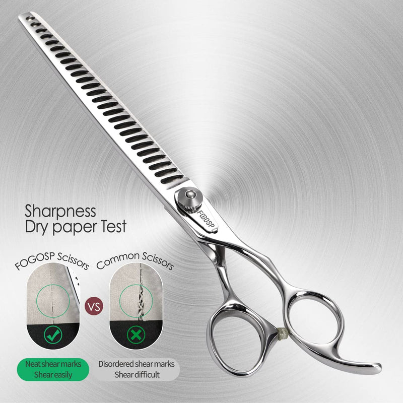 Professional Thinning Shears for Dogs with Micro Serrated Edge 8 inch Dog Grooming Scissors Long Chunkers Shears Japan 440C 70% Thinning Rate 26 Teeth(8in) 8.0 in - PawsPlanet Australia