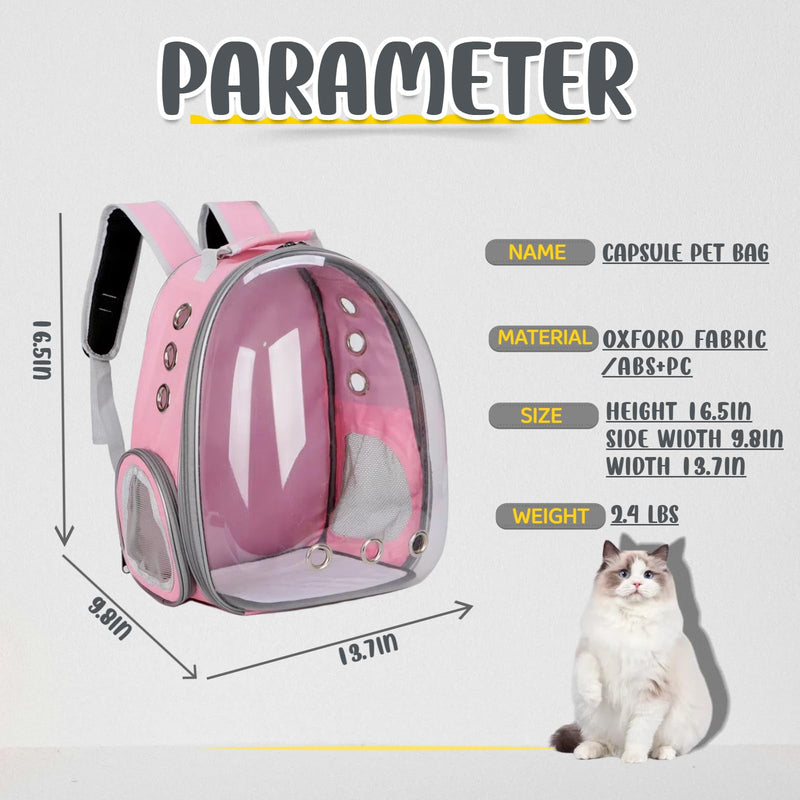 Cat Backpack Bubble, Cats and Dogs Pet Carrier Hard, Suitable for Cats Traveling Cat Bag Carrier, Transparent Outdoor Waterproof Spacecraft Pet Backpack Carrier(Pink) PINK - PawsPlanet Australia