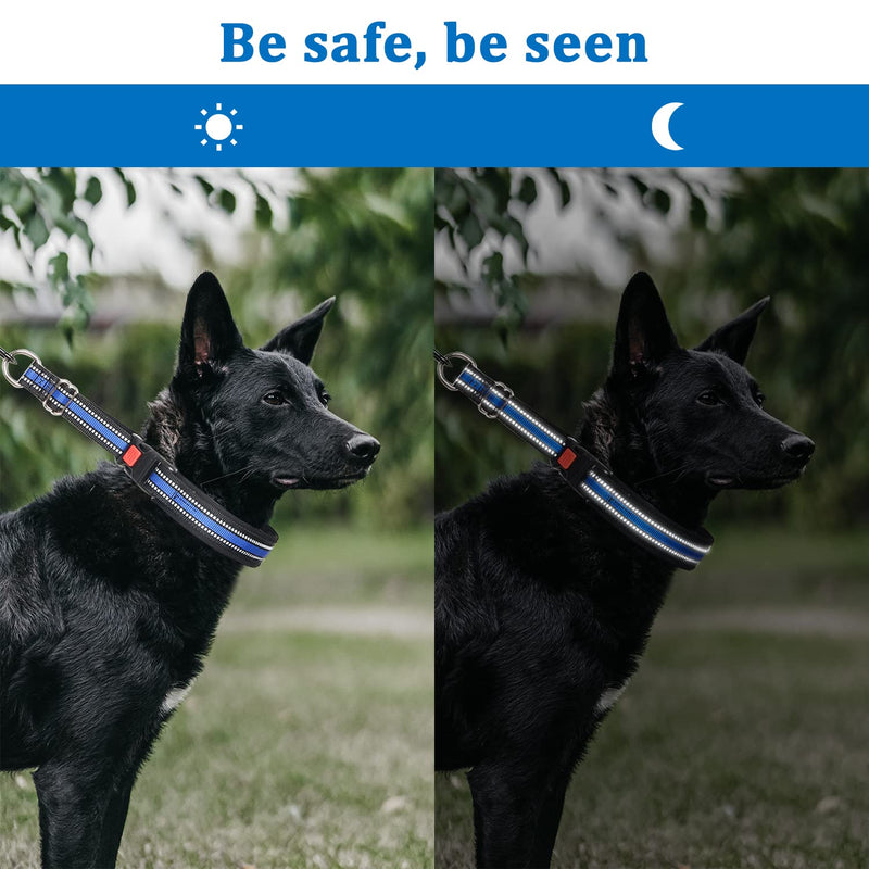 Mayerzon Martingale Collar for Dogs, Patented No Pull Dog Collar with Reflective Strip for Small Medium Large Dogs, Anti Pulling Dog Collar with Buckle for Walking Training, Safe for Night Walk Medium,2.5mm,20-Inch,14.5-18.5"Neck Blue(Reflective) - PawsPlanet Australia