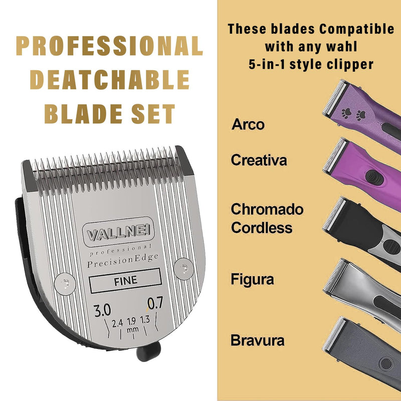 3 Pack Detachable Adjustable Pet Dog Grooming Clipper 5-in-1 Blade Compatible with WAHL Professional Animal Blade Arco, Bravura, Chromado, Creativa, Figura, and Motion Pet, Dog, and Horse Clippers 3 Pack - PawsPlanet Australia
