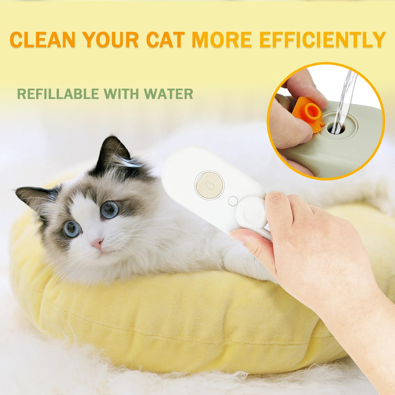 Cat Grooming Tool - Multifunctional 3 in 1 Silicone Brush for Shedding and Cleaning with Steam and Long Handle Long Handle White - PawsPlanet Australia