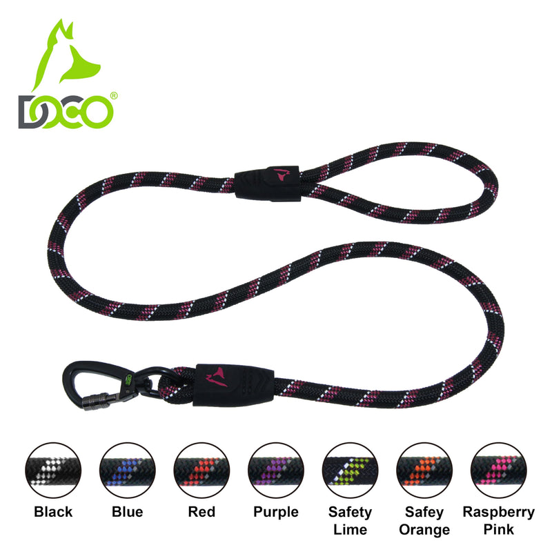DOCO Dog Leash for Small Dogs - Reflective Rope Lead w/Soft Silicone Grip, Click & Lock Snap Lightweight Leash Dog Leashes, Durable for Walking & Running - Blue, Width - 3/8”, Length - 5FT S-5ft - PawsPlanet Australia
