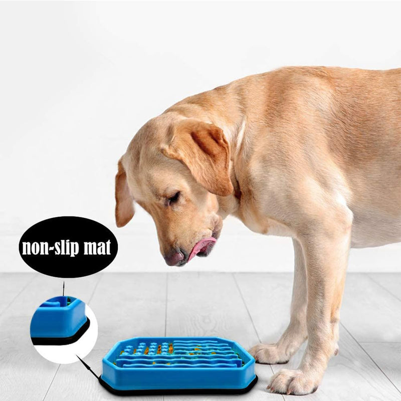 Dog Bowls Slow Feeder, Dog/Cat Puzzle Feeder Bloat Stop to Slow Down Eating,Large Medium Small Breed & Puppy Dog Slow Feeder Bowl (Blue Star)