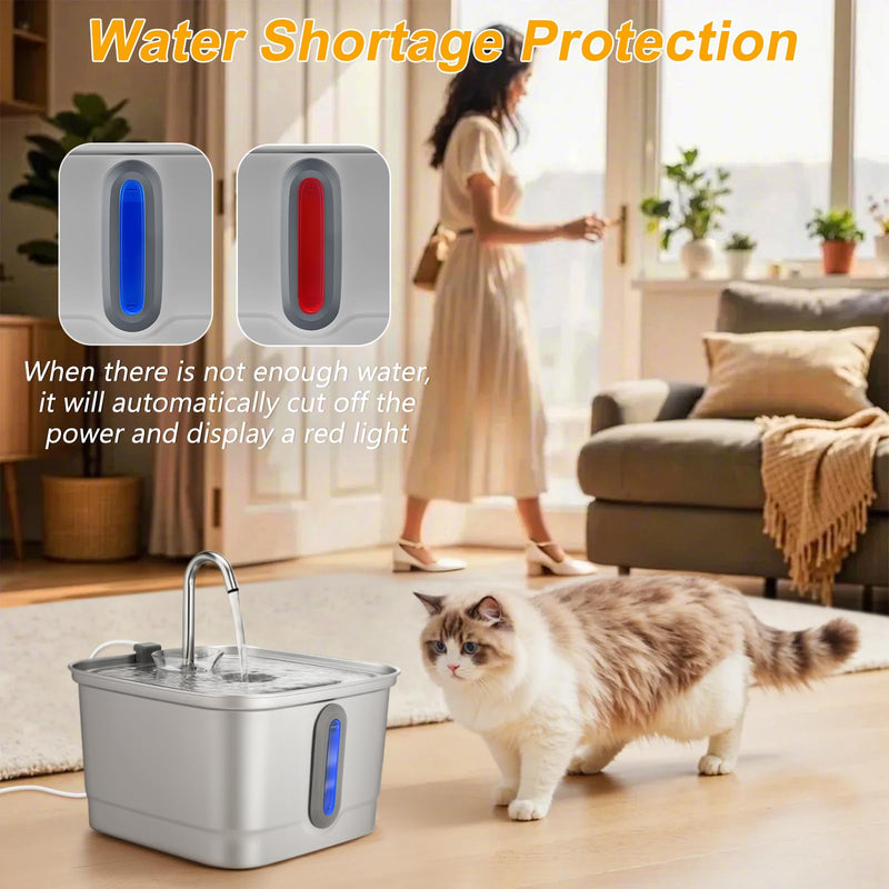 Stainless Steel Cat Water Fountain, 101oz/3L Automatic Pet Water Fountain, Dog Water Fountain with Replacement Filters for Cats, Small Dogs (2 Filters and 2 Sponges) Cat Fountain + 2 Filters + 2 Sponges - PawsPlanet Australia