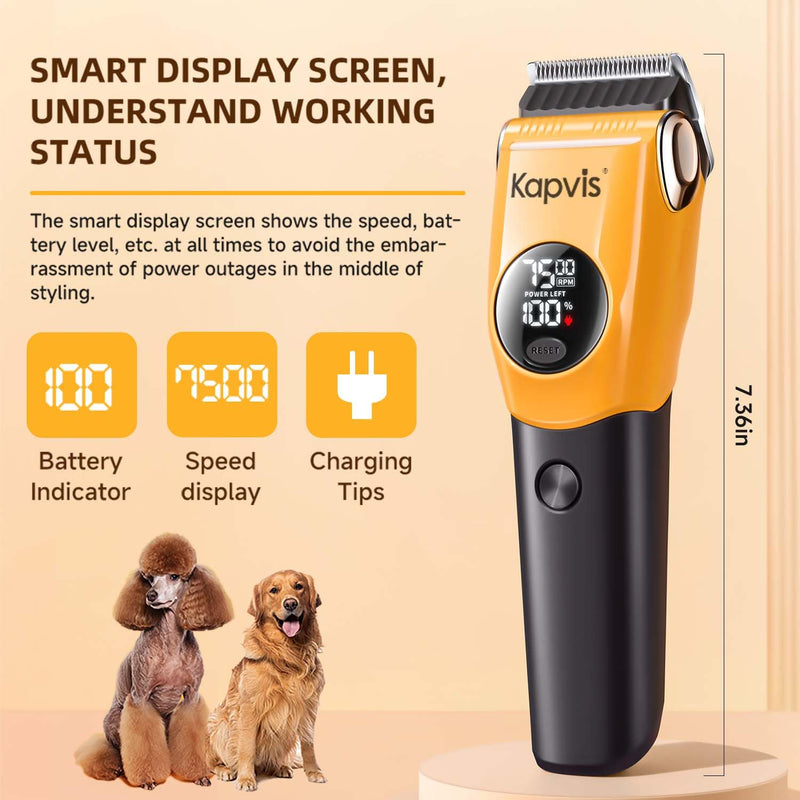Dog Clippers for Grooming Thick Hair with LED Light,Poodle Grooming Kit with 6 Guide Combs for Dogs Cats Sheep Animals Green