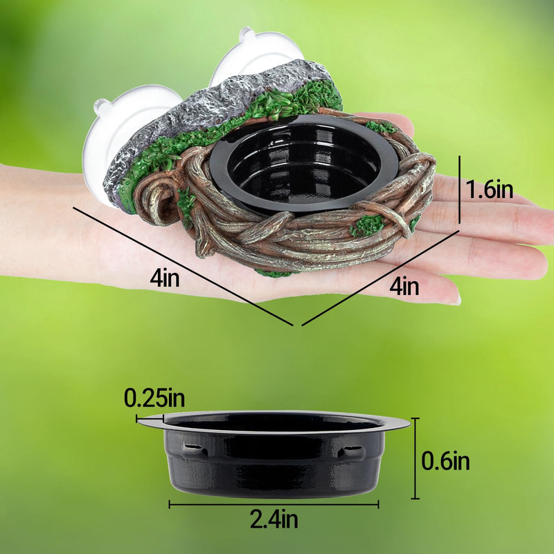 REPTI ZOO Crested Gecko Feeding Ledge, Reptile Water Food Dish for Bearded Dragon Lizard Snake Turtle, Vine Reptile Feeder Bowl Terrarium Tank Decor Accessories Single Feeder - PawsPlanet Australia