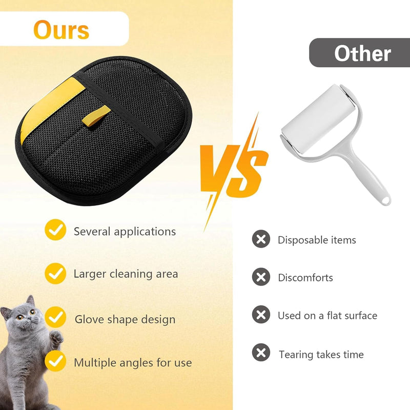 2PCS Electrostatic Pet Hair Removal Glove for Cats & Dogs, 2025 Gloves Pet Hair Removal, Washable Reusable Dogs Cats Hair Gloves for Furniture Bed Sheets Couch Clothes Carpet Car Seat (Yellow, 1PC-A) Yellow - PawsPlanet Australia